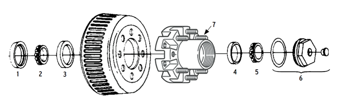 Trailer 15k dual wheel axle Hub/Drum 10 bolt on 8 3/4 inch Parts Illustration