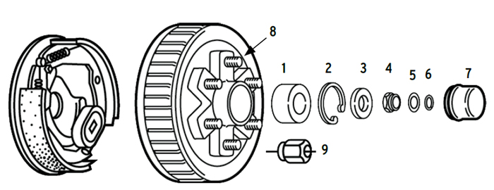 Nev-R-Lube Hub/Drum 6 bolt on 5 1/2" for 6k axles Parts Illustration
