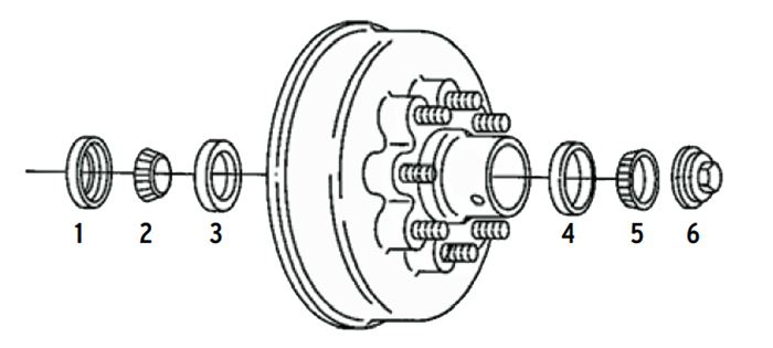Al-Ko 8k Axle Hub/Drum 8 bolt on 6 1/2 inch Parts Illustration