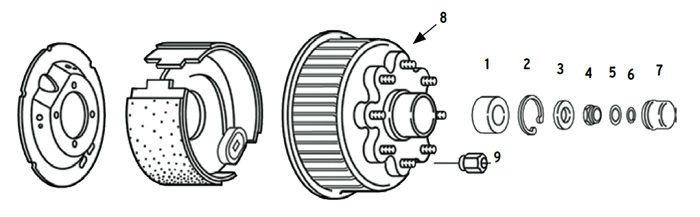 Trailer 8k Axle Nev-R-Lube Hub/Drum 8 bolt on 6 1/2 inch Parts Illustration