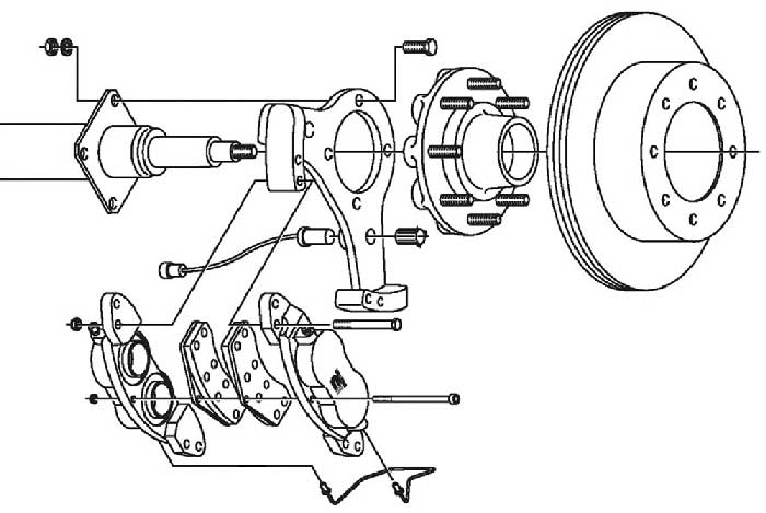 Dexter 8K Axle Disc Conversion Kit Parts Illustration