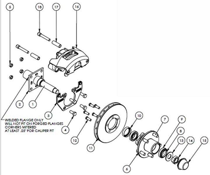 Kodiak 2K 8 Inch Rotor Disc Brake Parts Illustration