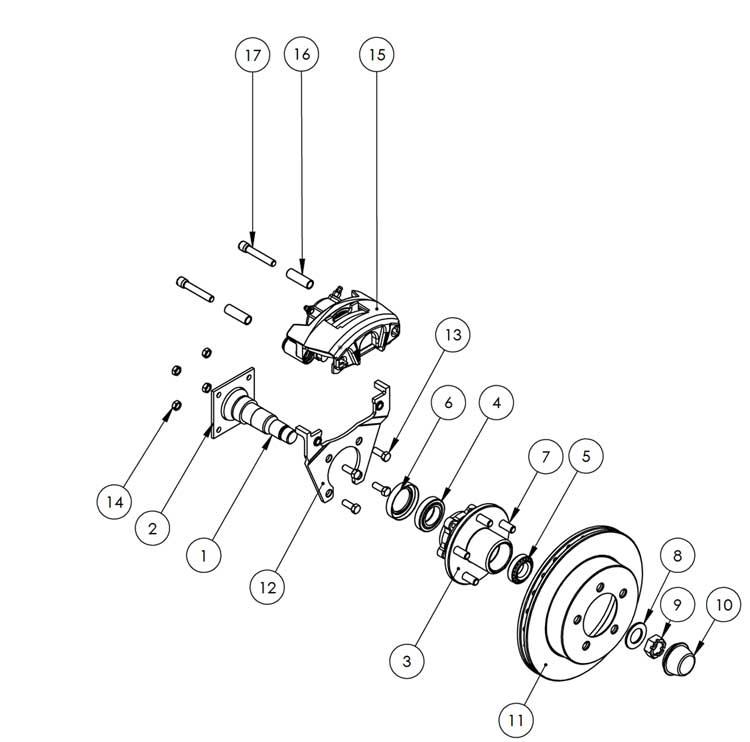 Kodiak 3.5K 10 Inch Slipover Rotor Disc Brake Parts Illustration