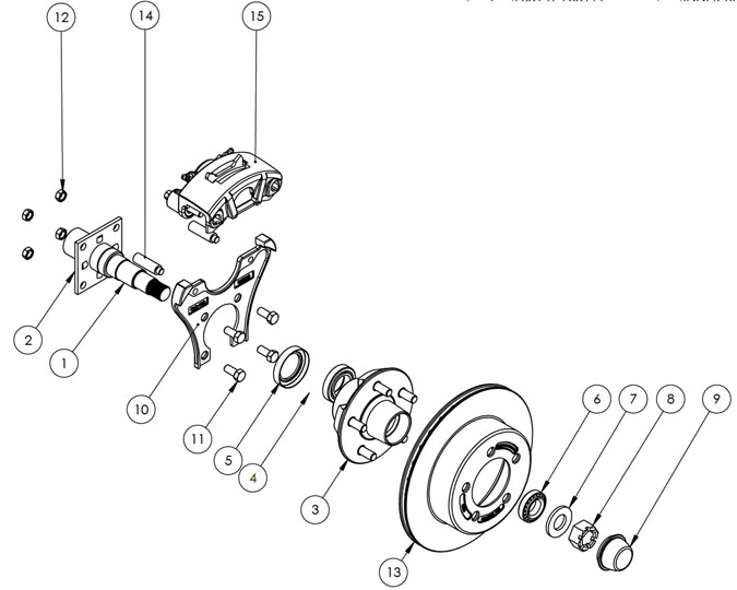 Kodiak 3.5K 10 Inch Rotor Surge Disc Brake Parts Illustration