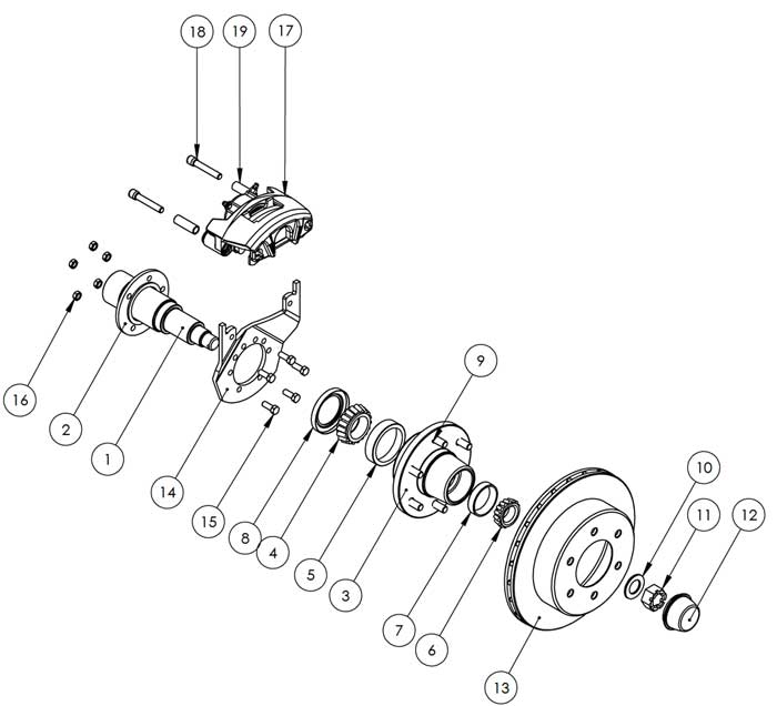 Kodiak 5.2-6K 12 Inch Slipover Rotor Disc Brake Parts Illustration