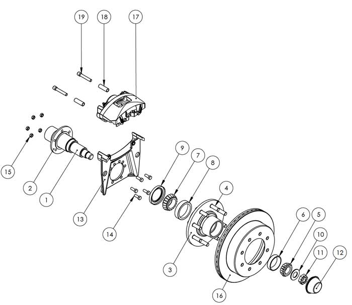 Kodiak 7K 13 Inch Slipover Disc Brake Parts Illustration