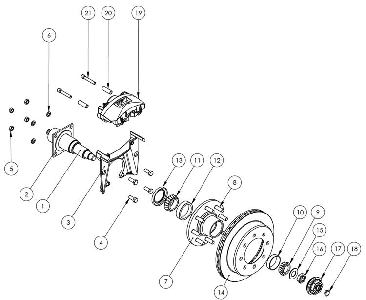 Kodiak Al-Ko/Rockwell 8K 13 Inch Slipover Disc Brake Parts Illustration
