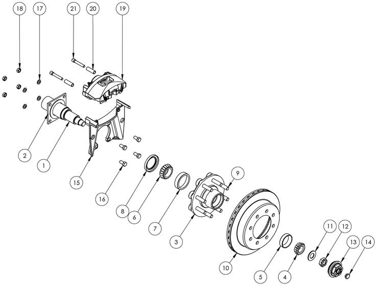 Kodiak Dexter/Lippert 8K 13 Inch Slipover Disc Brake Parts Illustration