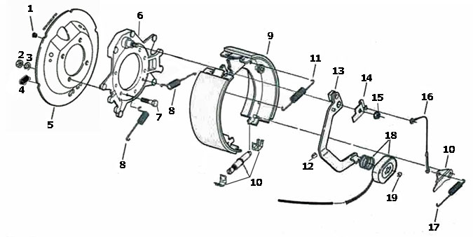 Dexter 12 1/4 x 3 3/8 Inch 4 Bolt Cast Backing Plate Electric Brake Parts Illustration