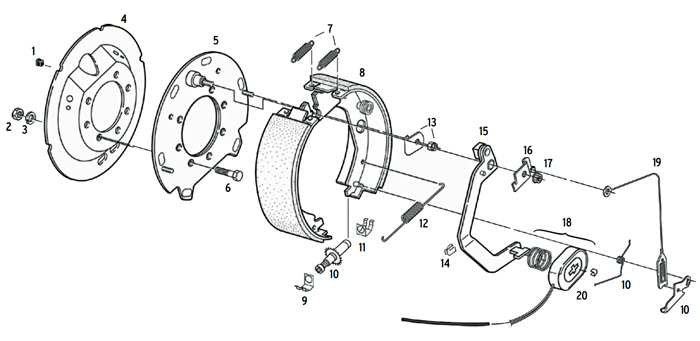 Dexter 12 1/4 x 3 3/8 Inch 4 Bolt Stamped Backing Plate Electric Brake Parts Illustration