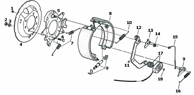 Dexter 12 1/4 x 3 3/8 Inch 7 Bolt Cast Backing Plate Electric Brake Parts Illustration