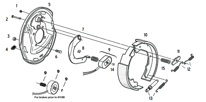 Dexter 10 x 1 1/2 Inch Electric Brake Parts Illustration