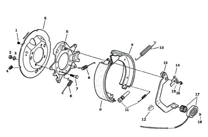 Dexter 12 1/4 x 2 1/2 Inch Electric Brake Parts Illustration