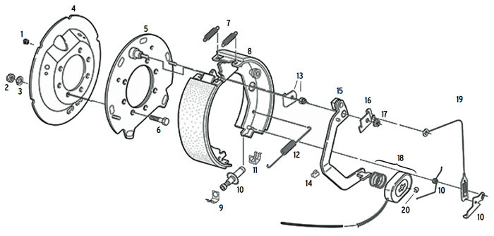 Dexter 12 1/4 x 4 Inch Stamped Backing Plate Electric Brake Parts Illustration