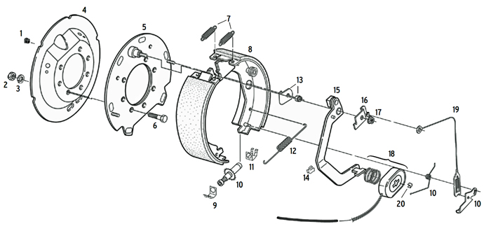 Dexter 12 1/4 x 5 Inch Stamped Backing Plate Electric Brake Parts Illustration