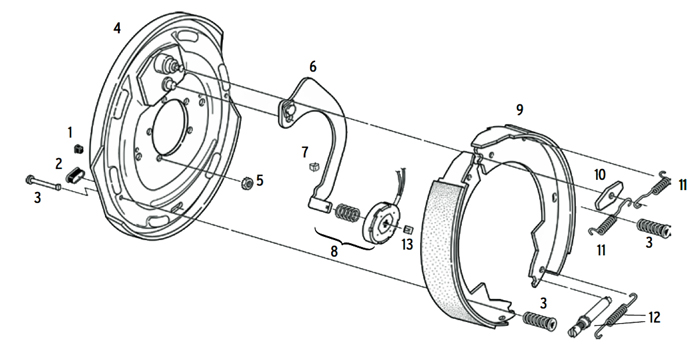 Dexter 12 x 2 Inch Electric Brake Parts Illustration