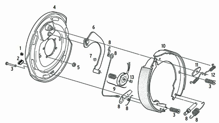 Dexter 12 x 2 Inch Self Adjust Electric Brake Parts Illustration