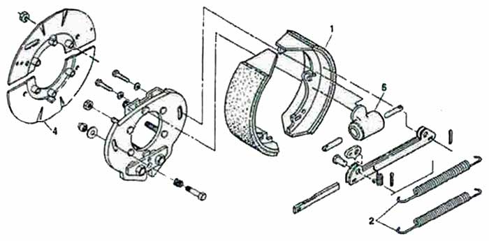 Hayes 12 1/4 x 3 1/2 Inch Hydraulic Duo-Servo Brake Parts Illustration