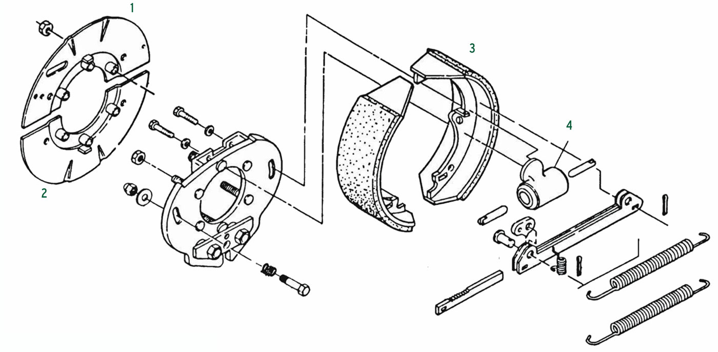 Hayes 12 1/4 x 3 1/2 Inch Hydraulic Duo-Servo Brake Parts Illustration