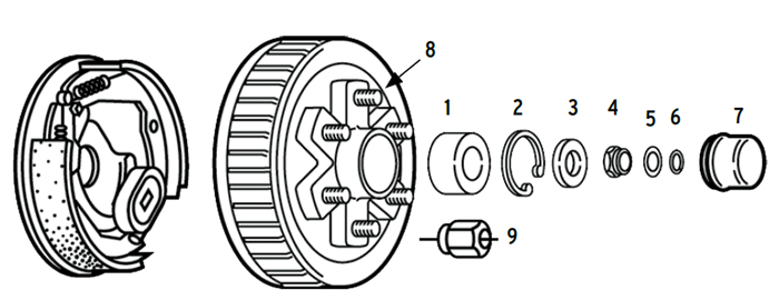 Nev-R-Lube Hub/Drum 6 bolt on 5 1/2" for 6k axles Parts Illustration