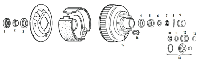 Trailer 7.2k Axle Hub-Drum 8 bolt on 6 1/2 inch Parts Illustration