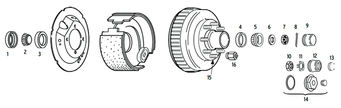 Trailer 7.2k Axle Hub/Drum 8 bolt on 6 1/2 inch Parts Illustration