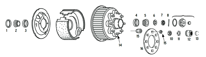 Trailer 8k Axle Hub/Drum 8 bolt on 6 1/2 inch Parts Illustration