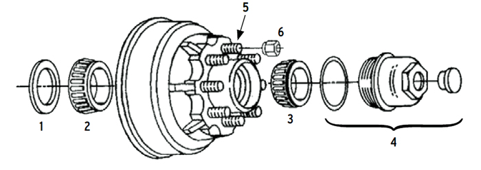 Trailer Al-Ko/Hayes 10k Axle Hub-Drum 8 bolt on 6 1/2 inch Parts Illustration