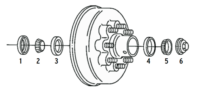 Al-Ko 8k Axle Hub-Drum 8 bolt on 6 1/2 inch Parts Illustration