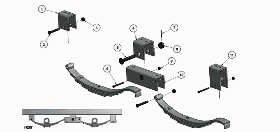 Tandem Axle Spring 2 Inch Slipper Spring Hanger Illustration