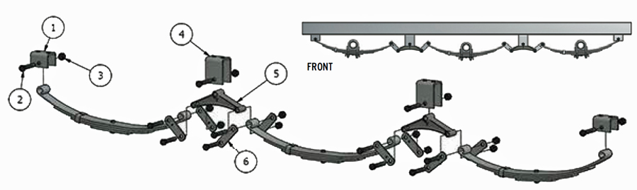 Triple Axle Double Eye 1.75 Inch Spring Hanger Illustration